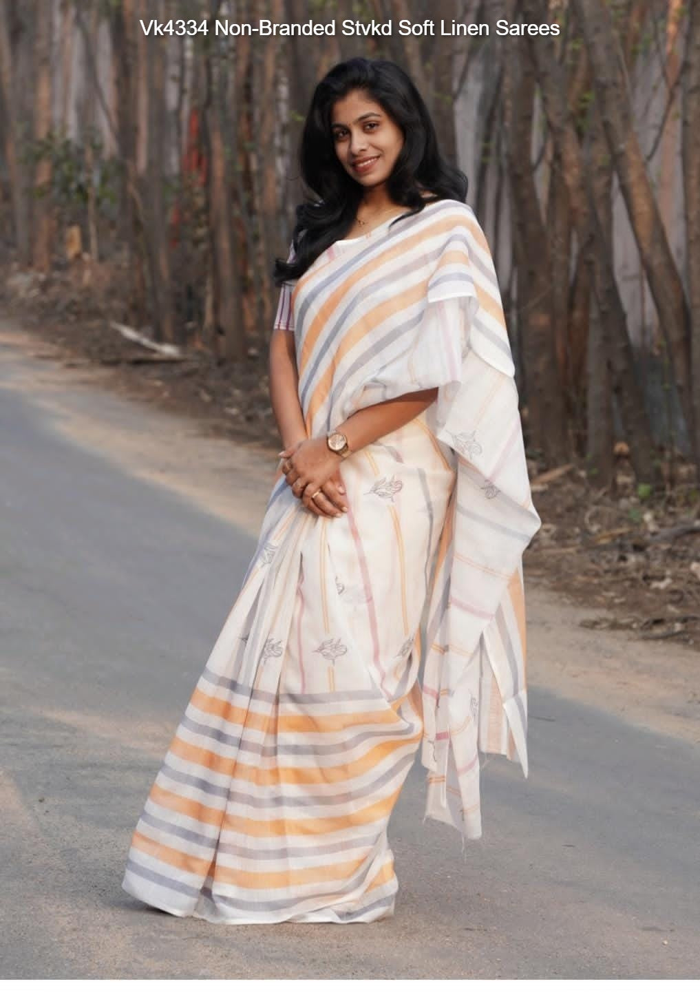 Vk4334 Non-Branded Stvkd Soft Linen Sarees
