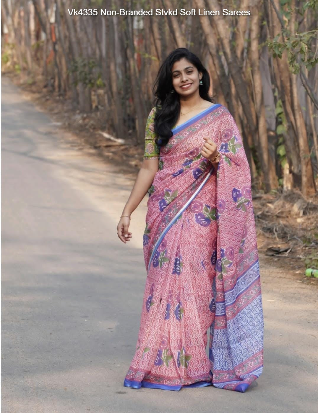 Vk4335 Non-Branded Stvkd Soft Linen Sarees