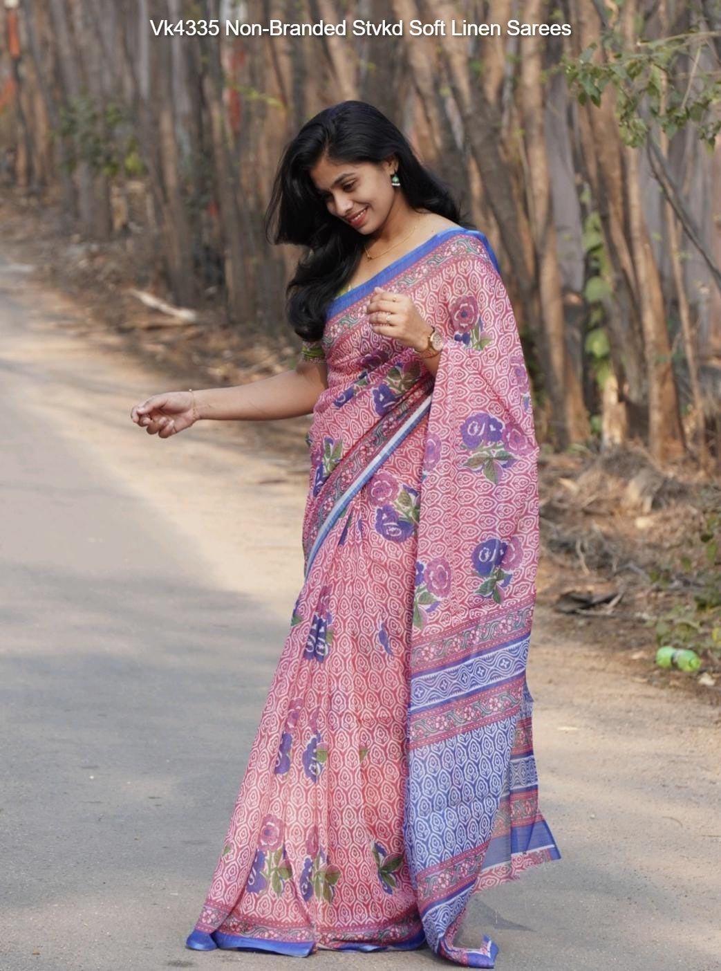 Vk4335 Non-Branded Stvkd Soft Linen Sarees