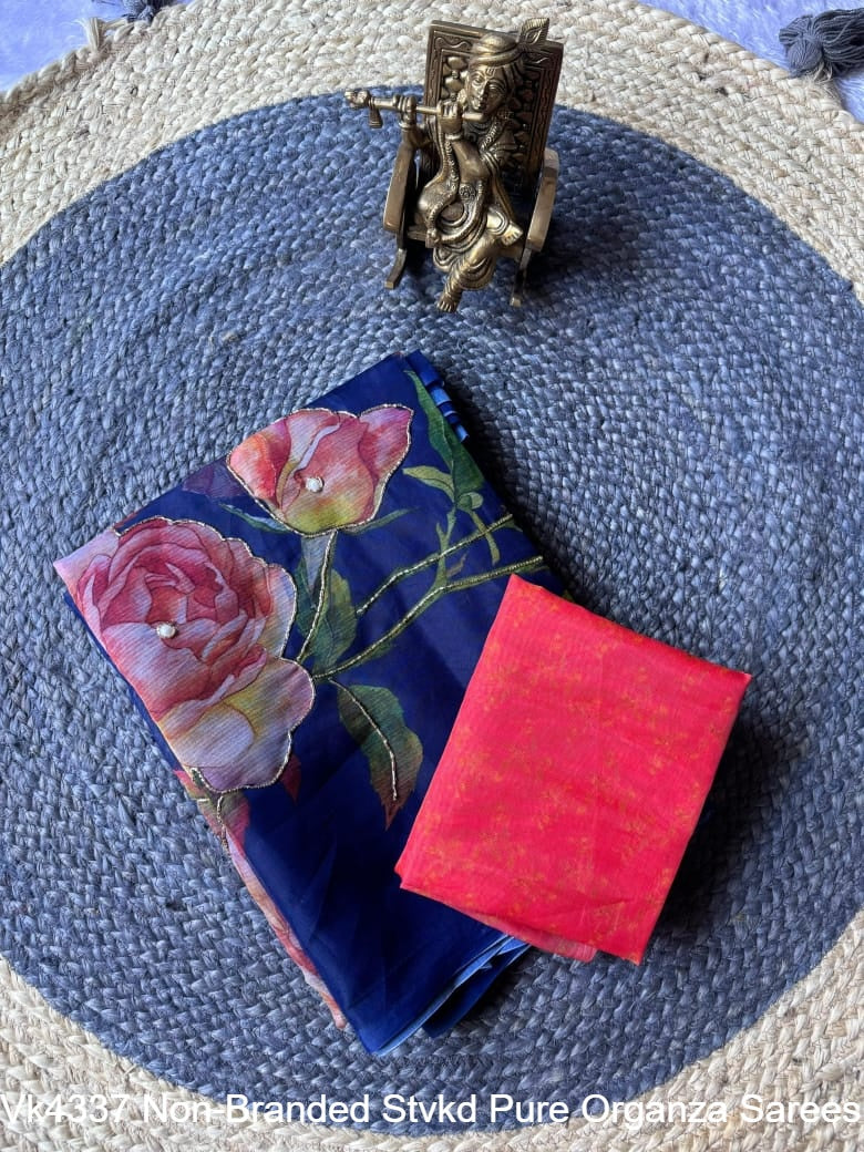 Vk4337 Non-Branded Stvkd Pure Organza Sarees