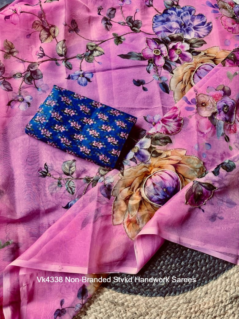 Vk4338 Non-Branded Stvkd Handwork Sarees