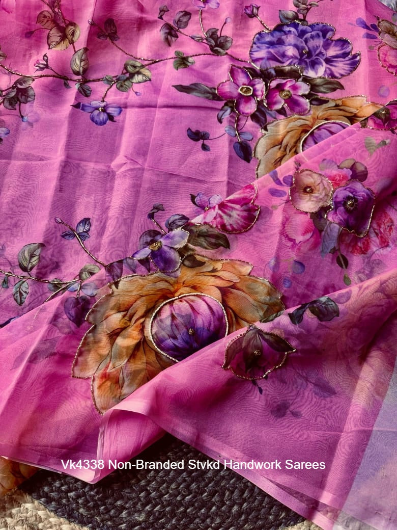 Vk4338 Non-Branded Stvkd Handwork Sarees