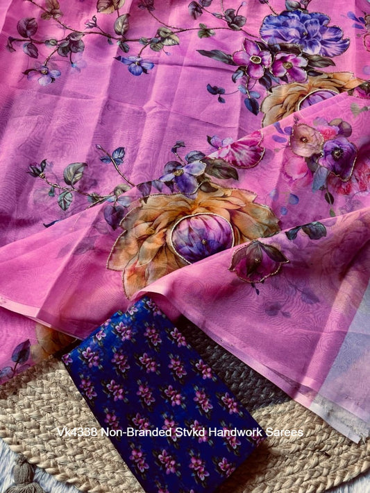 Vk4338 Non-Branded Stvkd Handwork Sarees