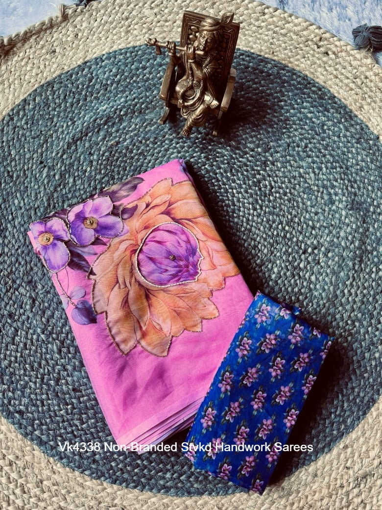 Vk4338 Non-Branded Stvkd Handwork Sarees