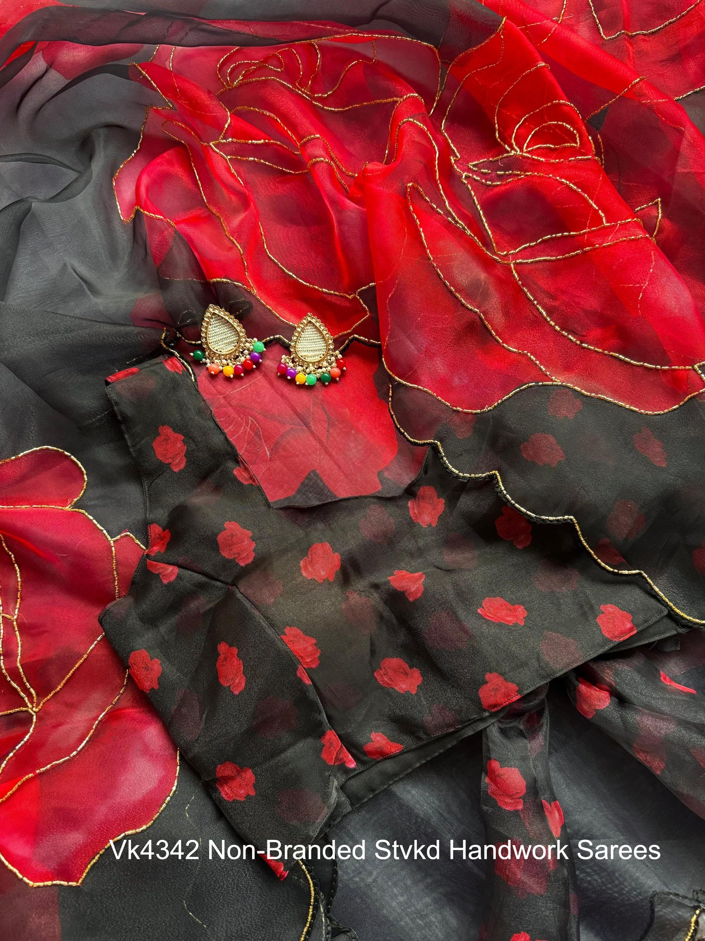 Vk4342 Non-Branded Stvkd Handwork Sarees