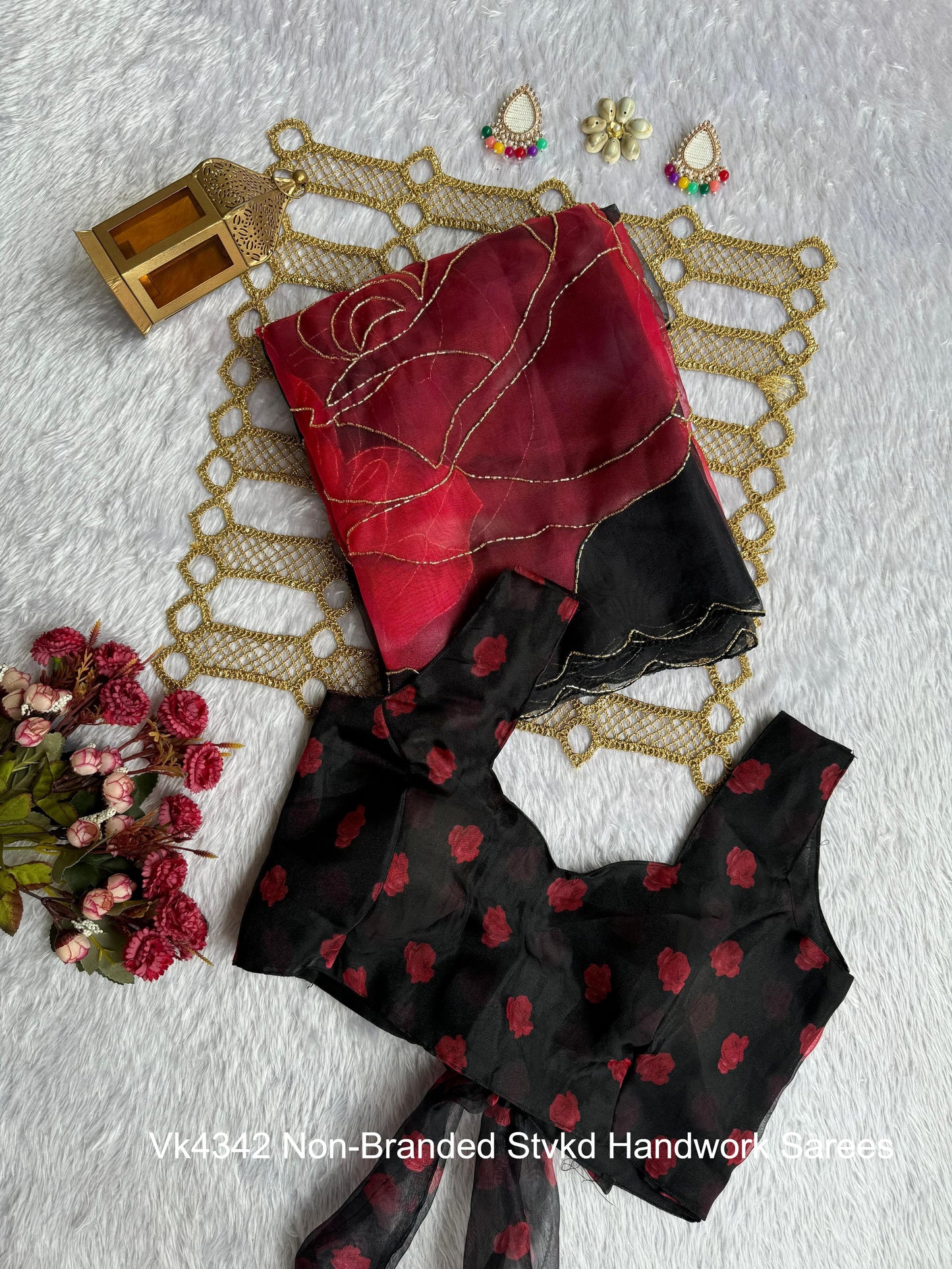 Vk4342 Non-Branded Stvkd Handwork Sarees