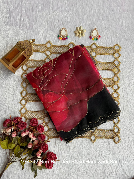 Vk4342 Non-Branded Stvkd Handwork Sarees