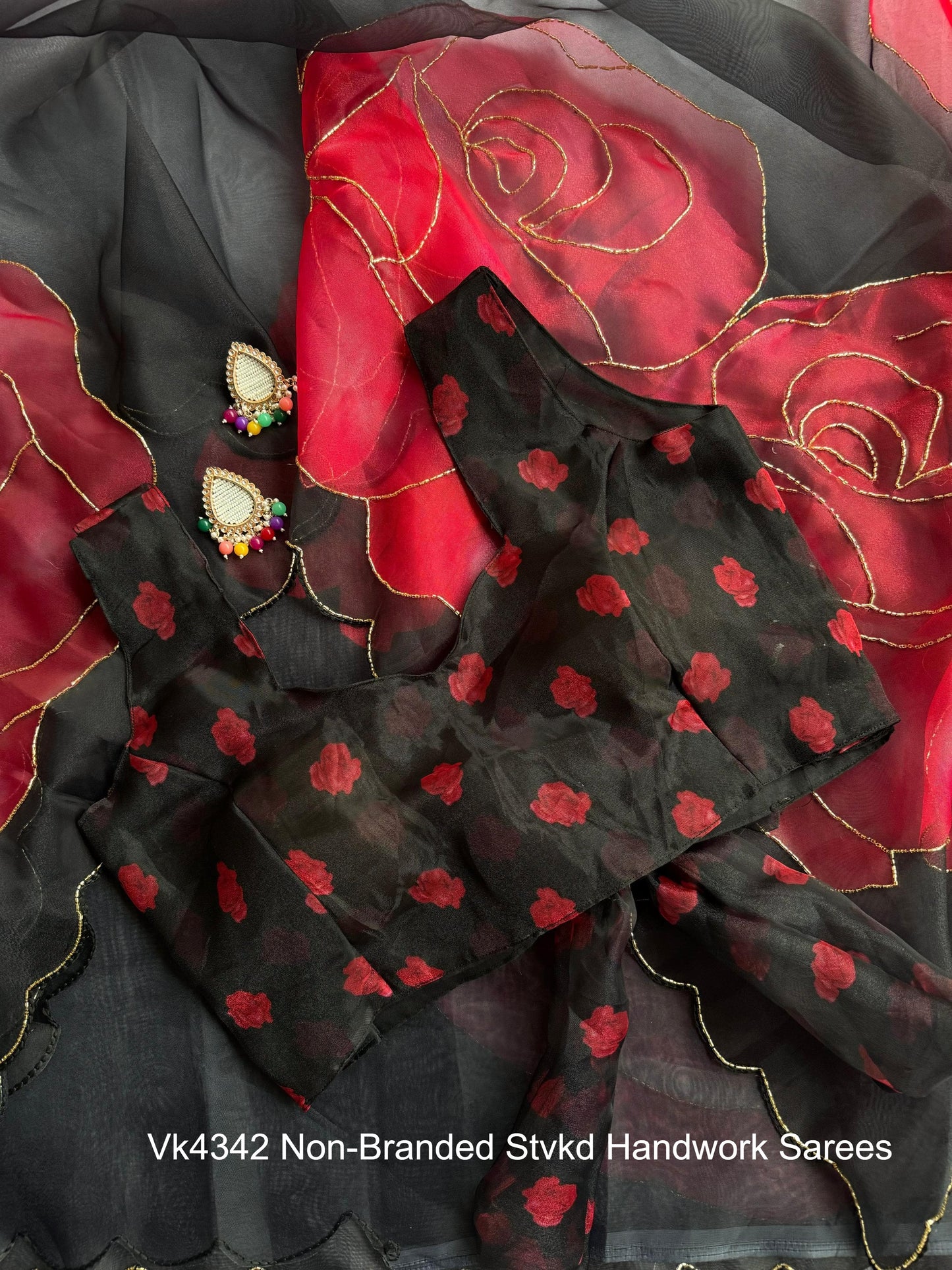 Vk4342 Non-Branded Stvkd Handwork Sarees