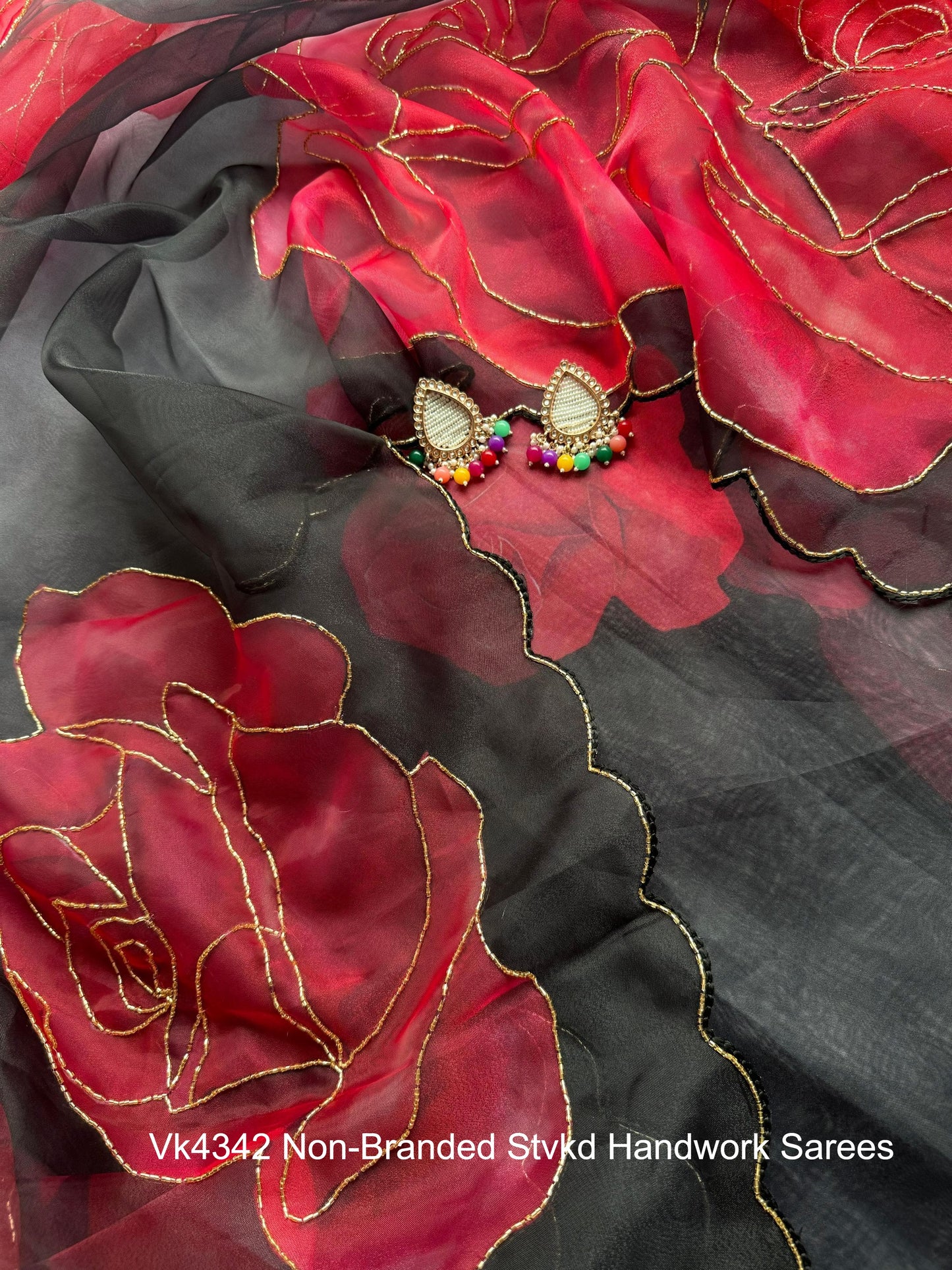 Vk4342 Non-Branded Stvkd Handwork Sarees