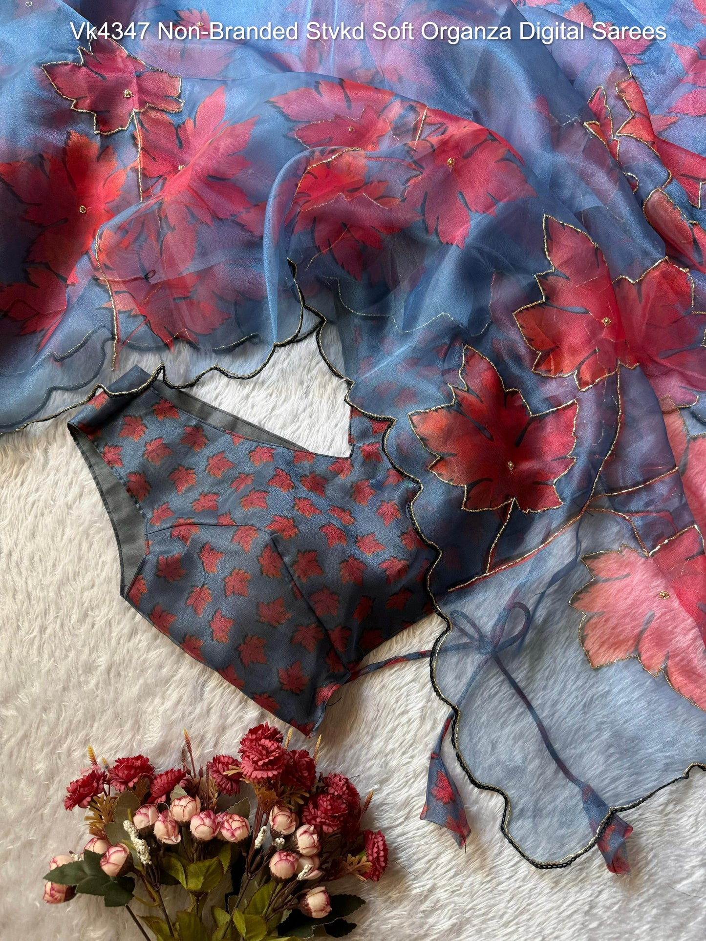 Vk4347 Non-Branded Stvkd Soft Organza Digital Sarees