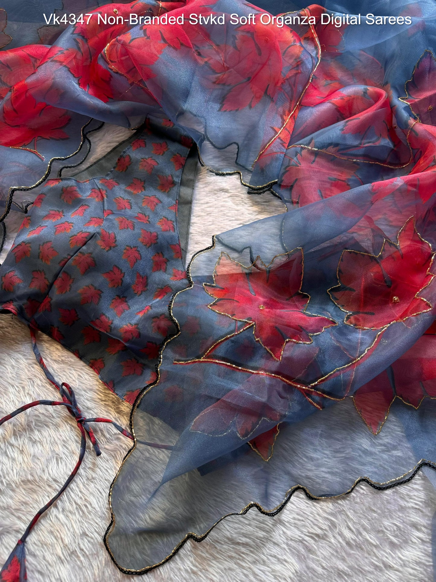 Vk4347 Non-Branded Stvkd Soft Organza Digital Sarees