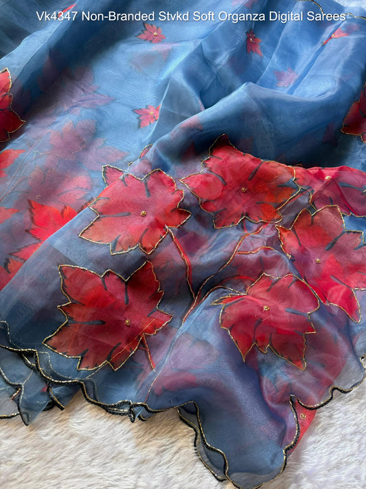 Vk4347 Non-Branded Stvkd Soft Organza Digital Sarees