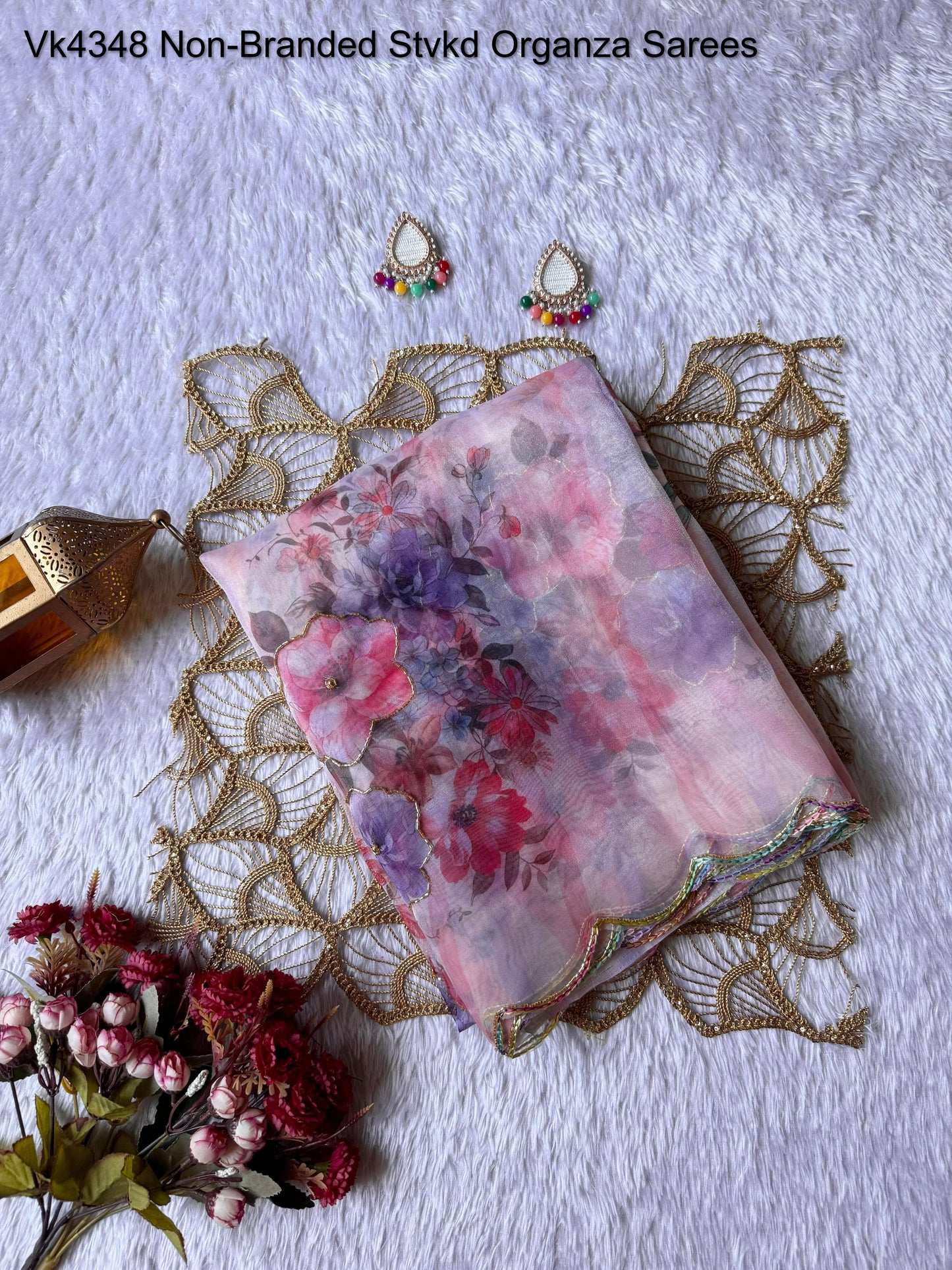 Vk4348 Non-Branded Stvkd Organza Sarees