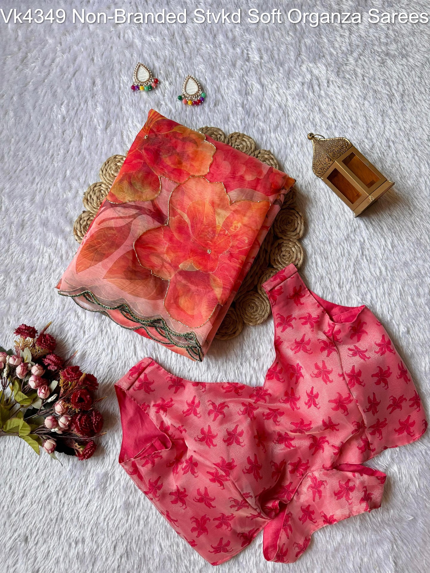 Vk4349 Non-Branded Stvkd Soft Organza Sarees