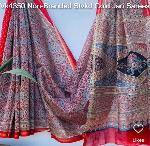 Vk4350 Non-Branded Stvkd Gold Jari Sarees