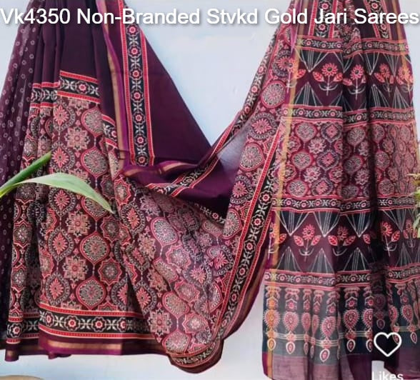 Vk4350 Non-Branded Stvkd Gold Jari Sarees