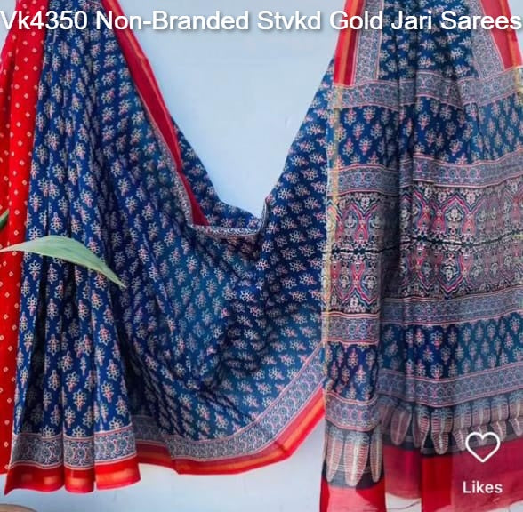 Vk4350 Non-Branded Stvkd Gold Jari Sarees