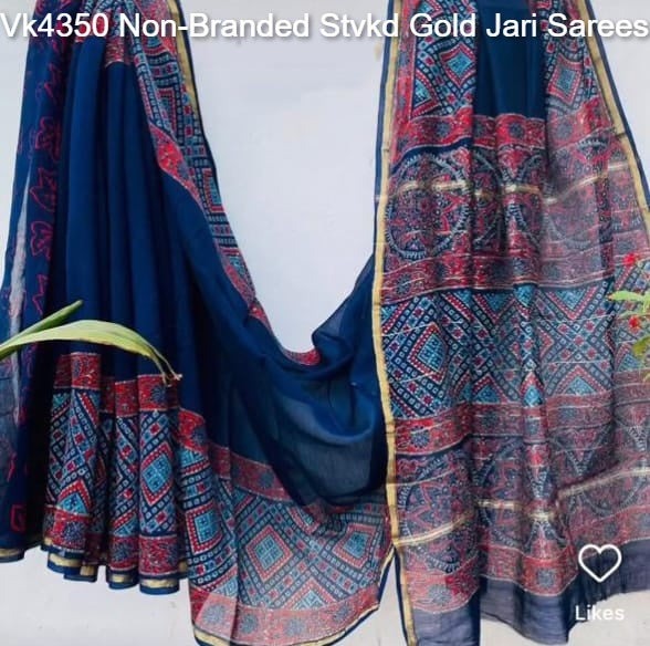 Vk4350 Non-Branded Stvkd Gold Jari Sarees