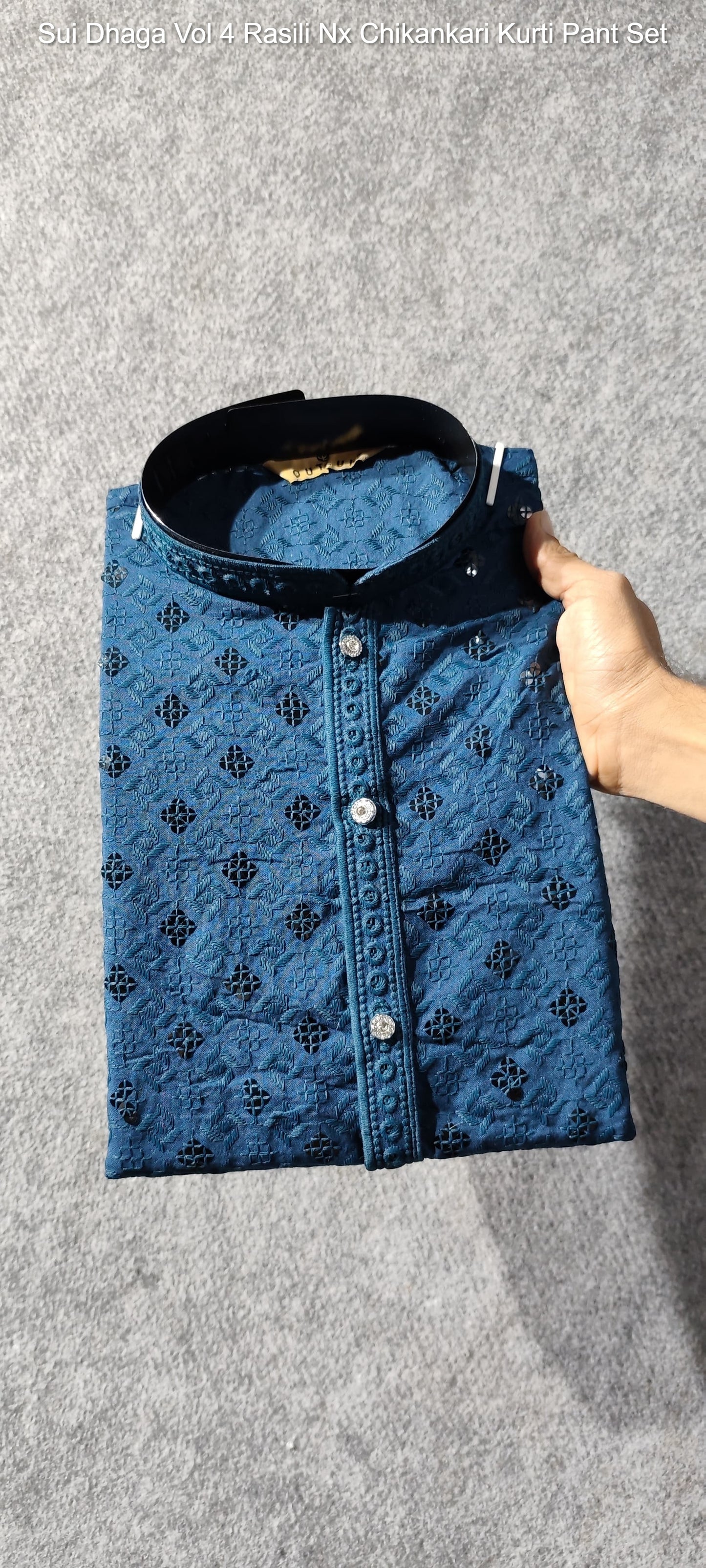 Vol 134 Blue Outluk Lakhnavi Mens Kurta Pyjama
