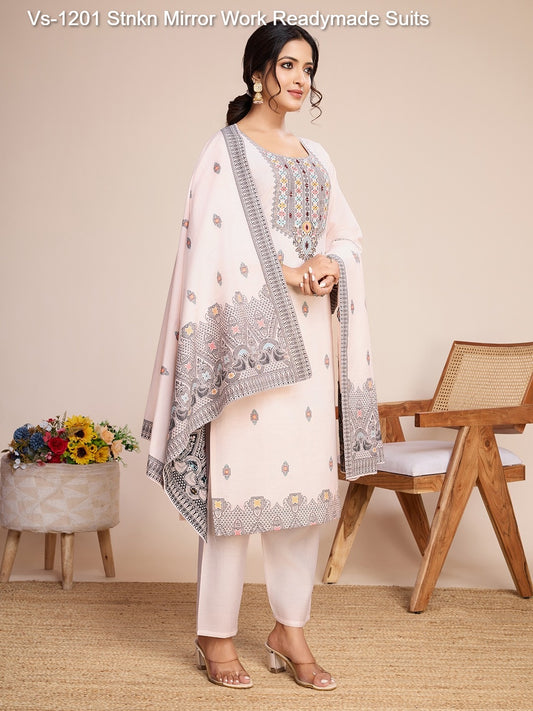 Vs-1201 Stnkn Mirror Work Readymade Suits