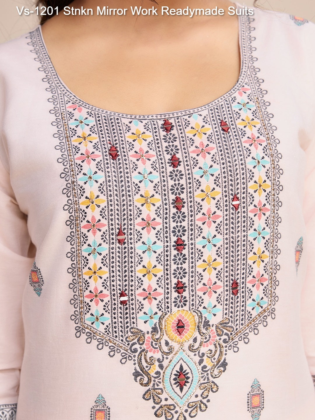 Vs-1201 Stnkn Mirror Work Readymade Suits