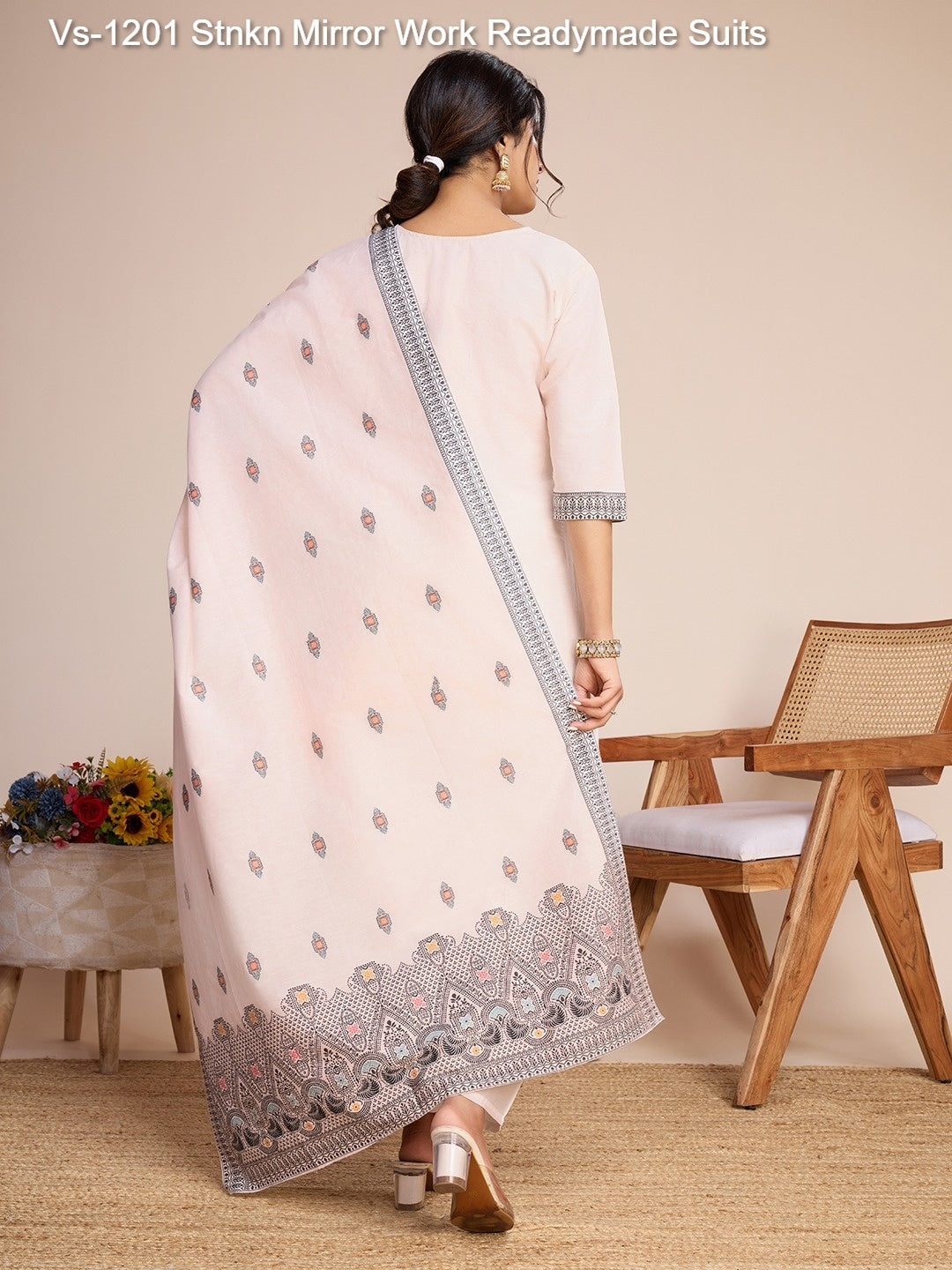 Vs-1201 Stnkn Mirror Work Readymade Suits