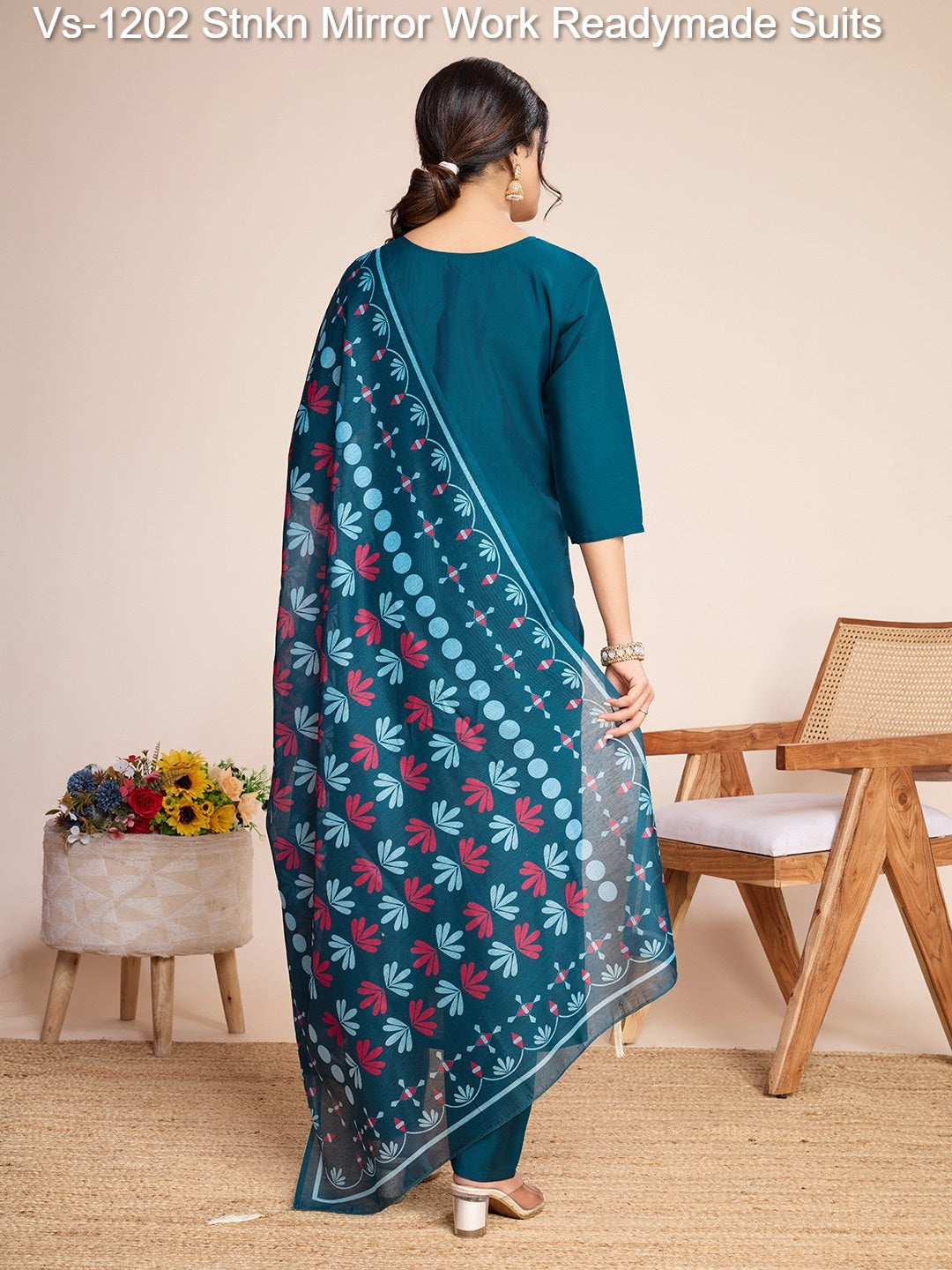 Vs-1202 Stnkn Mirror Work Readymade Suits