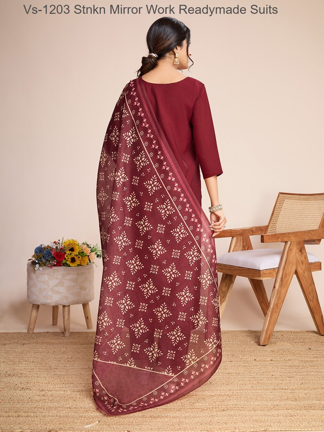 Vs-1203 Stnkn Mirror Work Readymade Suits