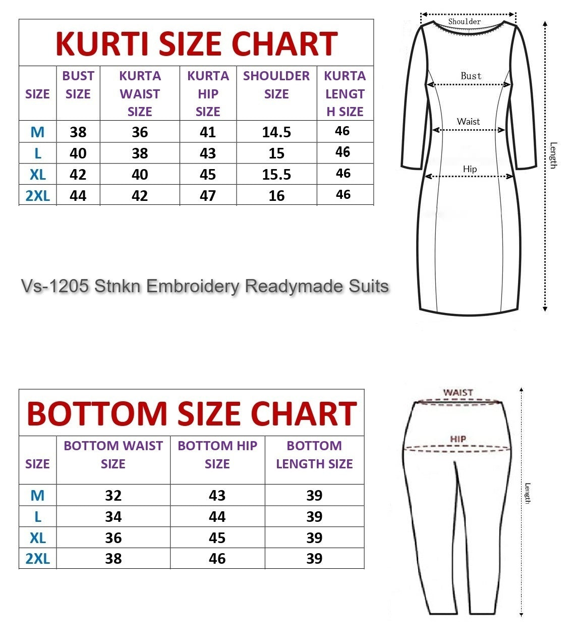 Vs-1205 Stnkn Embroidery Readymade Suits