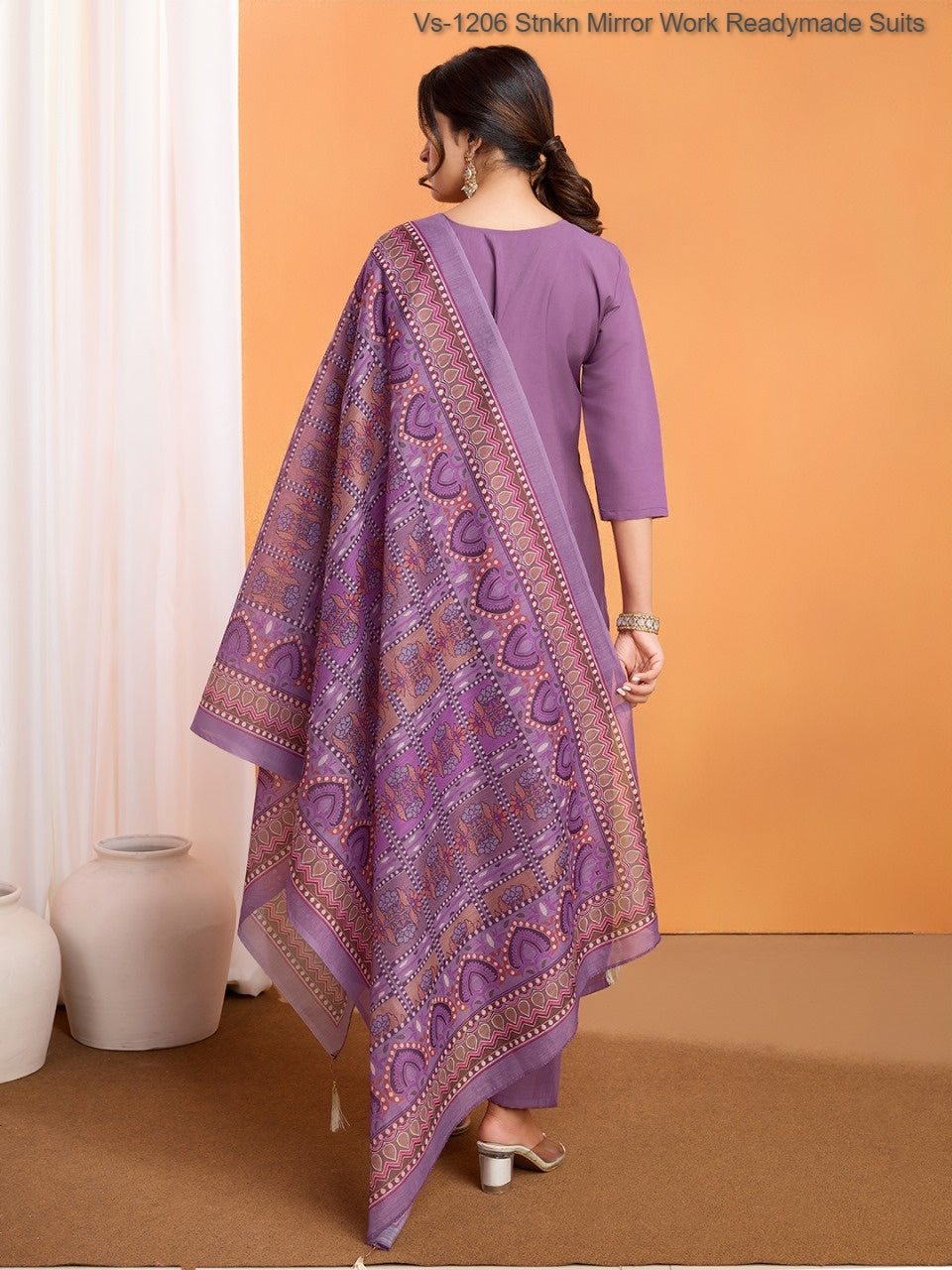 Vs-1206 Stnkn Mirror Work Readymade Suits