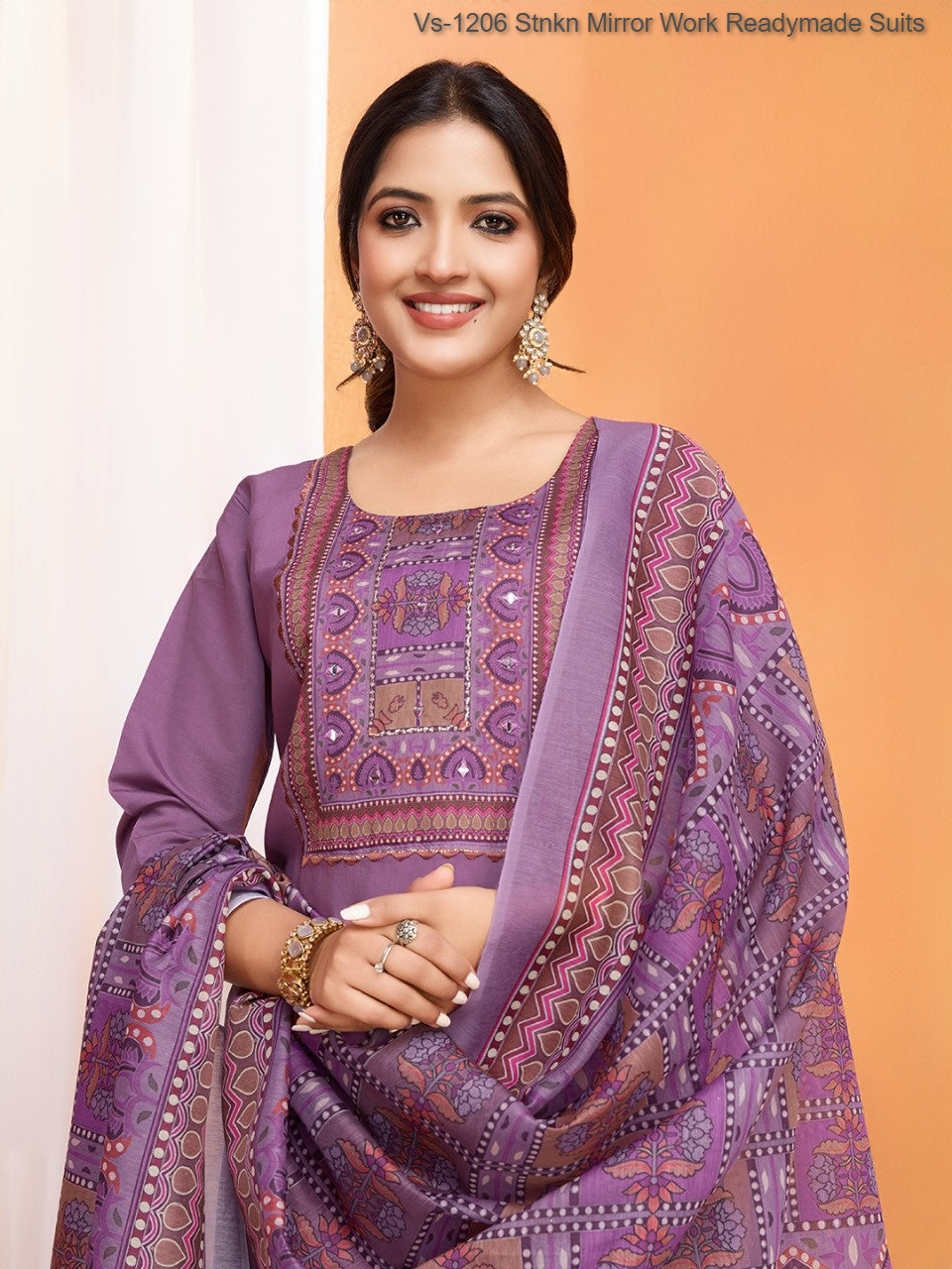 Vs-1206 Stnkn Mirror Work Readymade Suits