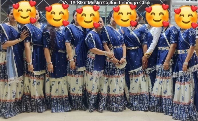 Vs-18 Stkri Muslin Cotton Lehenga Choli