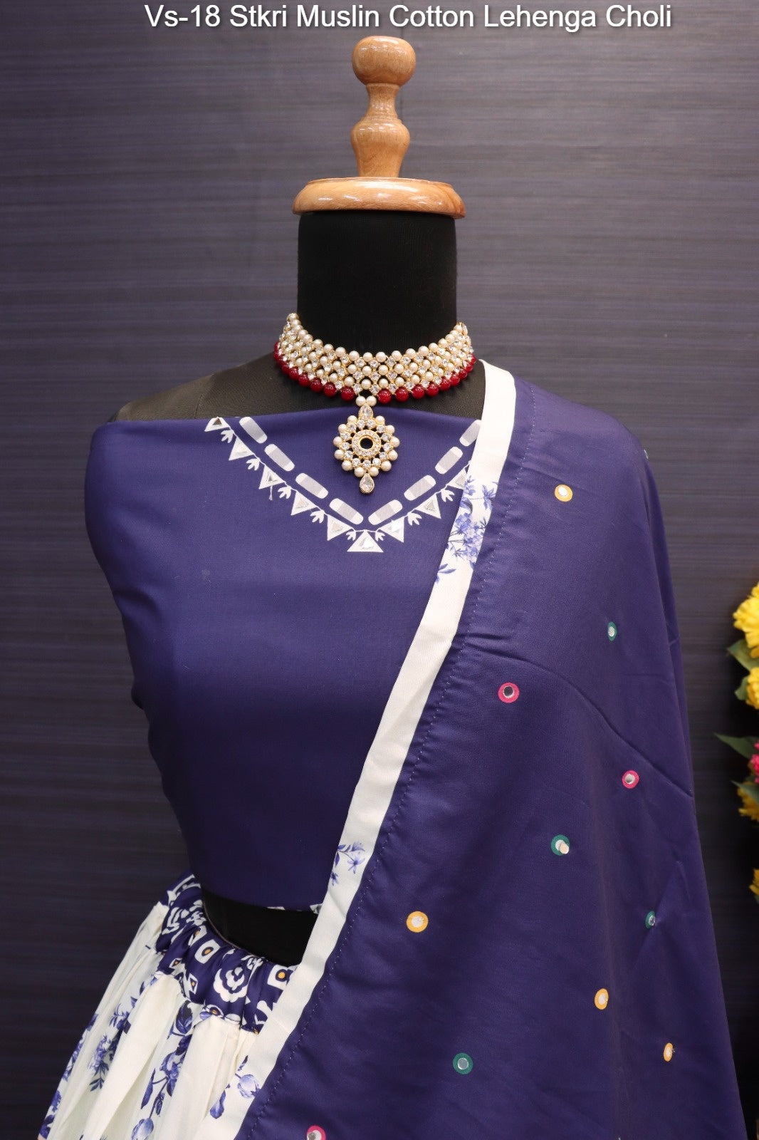 Vs-18 Stkri Muslin Cotton Lehenga Choli