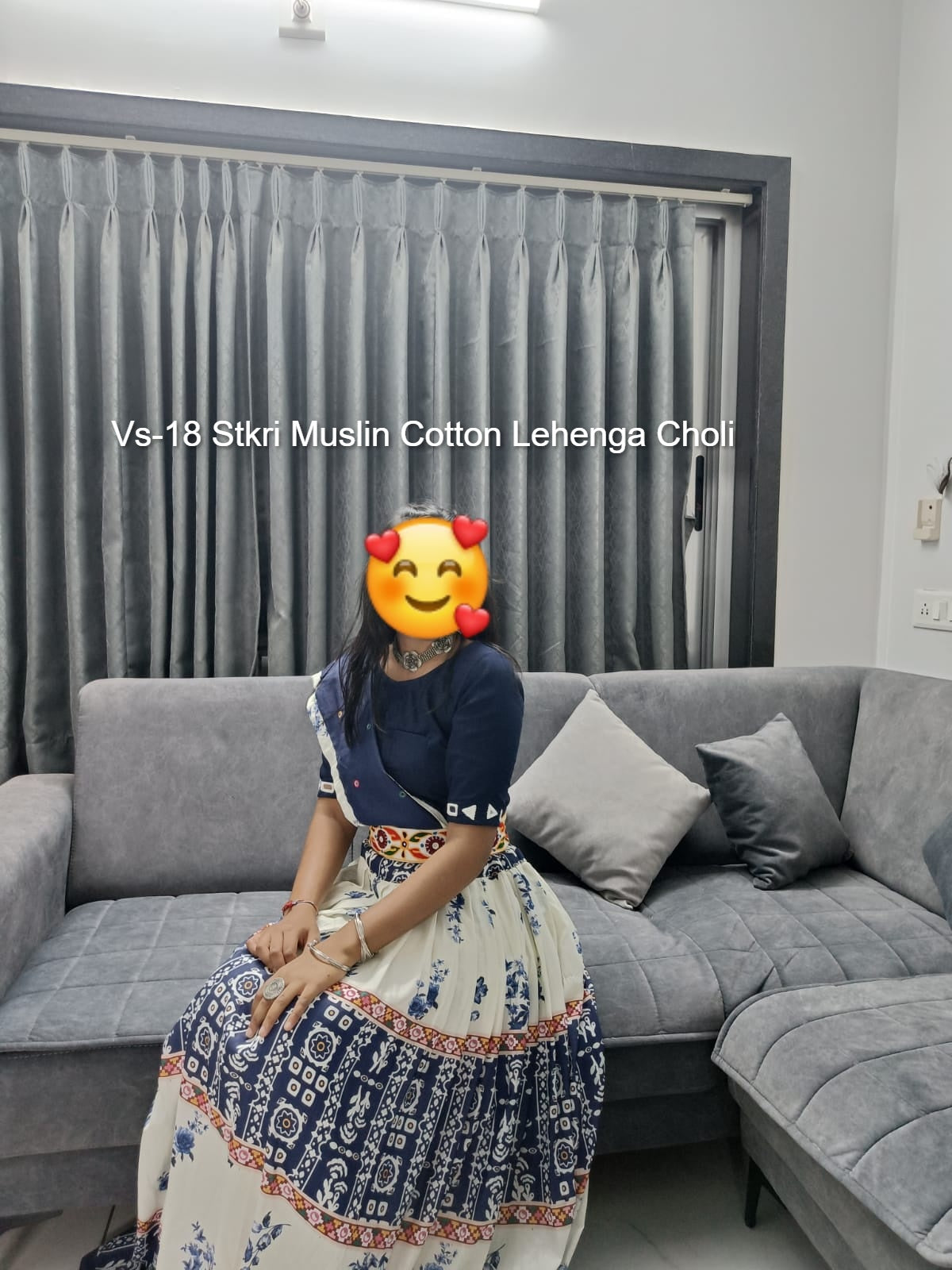 Vs-18 Stkri Muslin Cotton Lehenga Choli