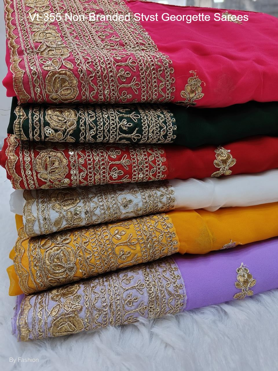 Vt-355 Non-Branded Stvst Georgette Sarees