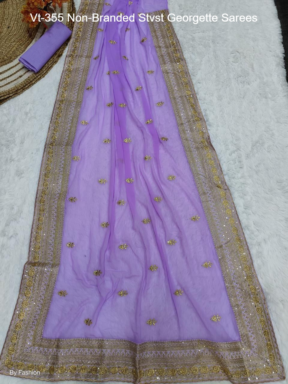 Vt-355 Non-Branded Stvst Georgette Sarees