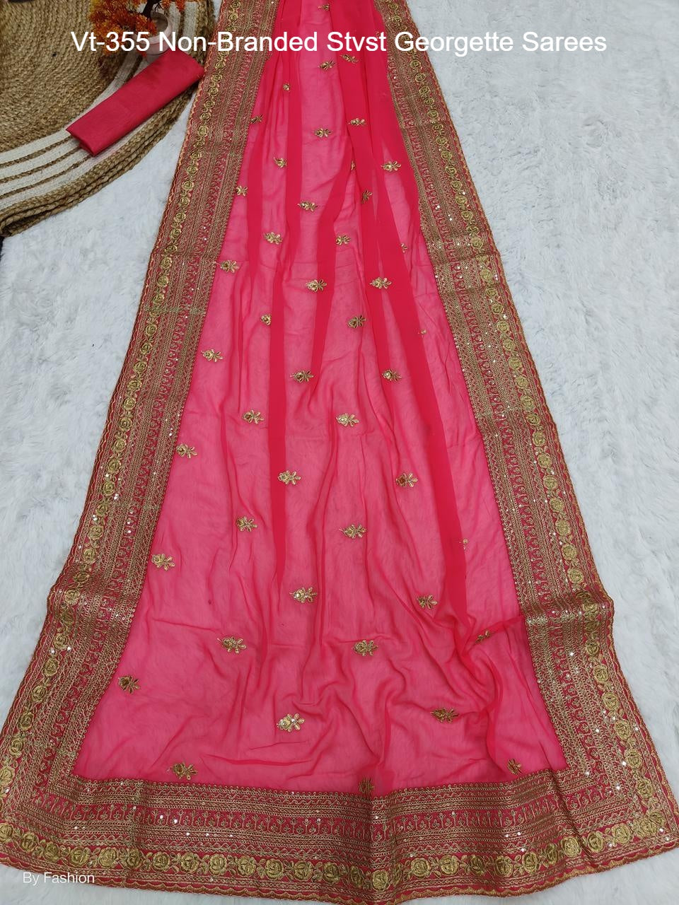 Vt-355 Non-Branded Stvst Georgette Sarees