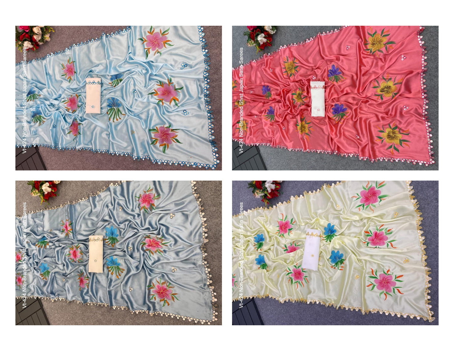 Vt-424 Non-Branded Stvst Japan Satin Sarees