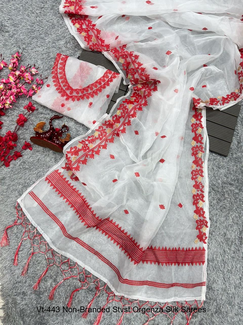Vt-443 Non-Branded Stvst Orgenza Silk Sarees