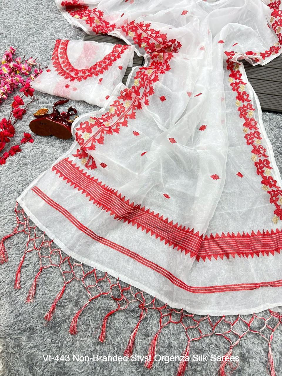 Vt-443 Non-Branded Stvst Orgenza Silk Sarees