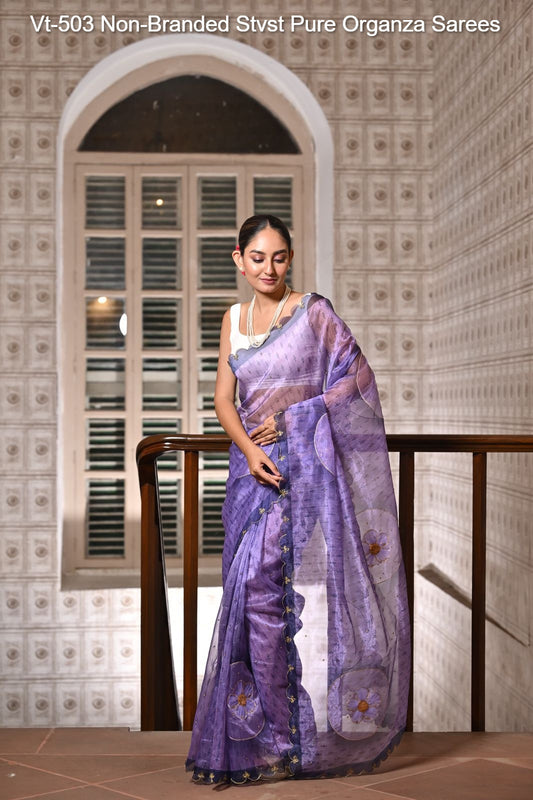 Vt-503 Non-Branded Stvst Pure Organza Sarees