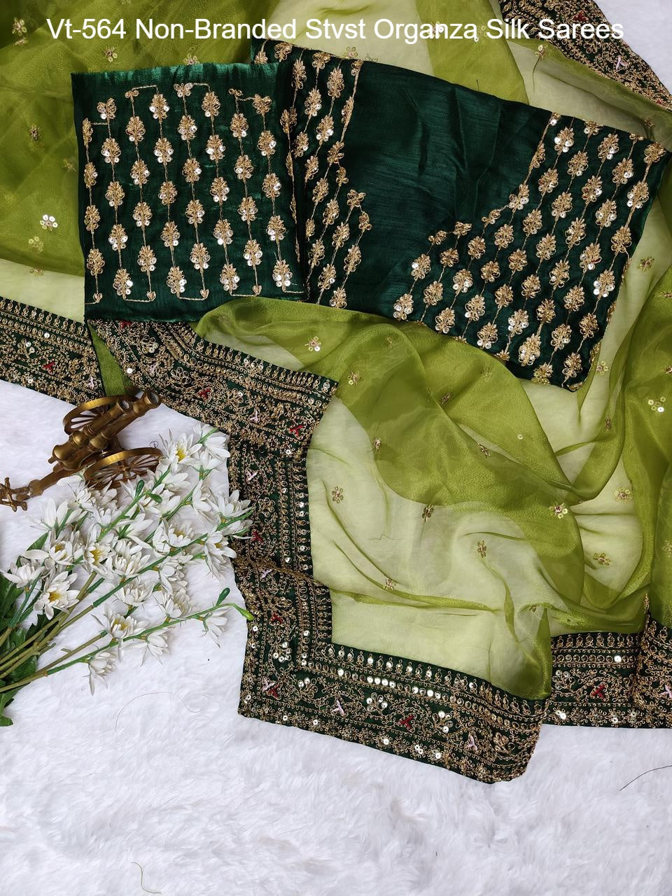 Vt-564 Non-Branded Stvst Organza Silk Sarees