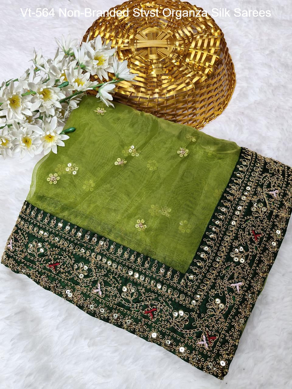 Vt-564 Non-Branded Stvst Organza Silk Sarees