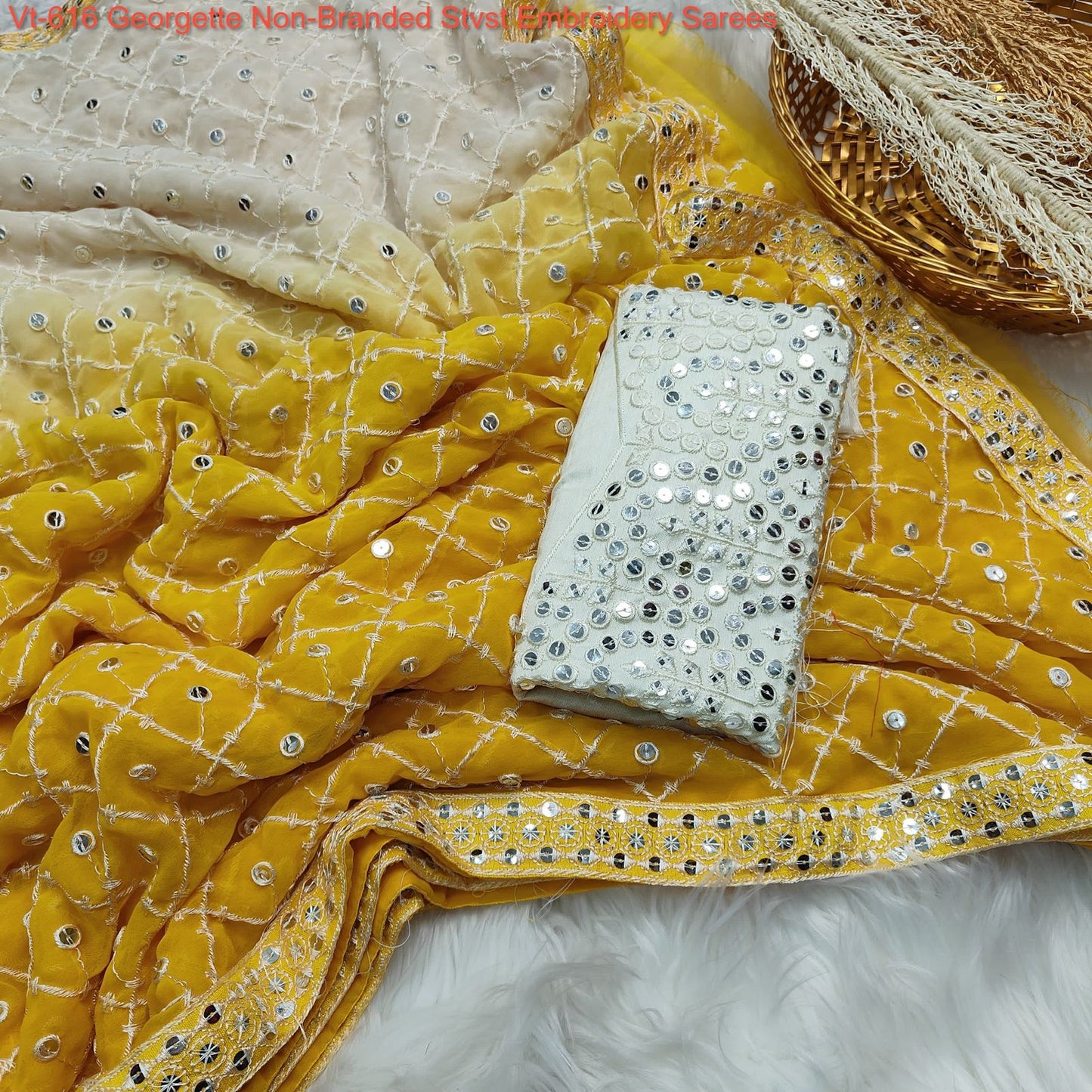 Vt-616 Georgette Non-Branded Stvst Embroidery Sarees
