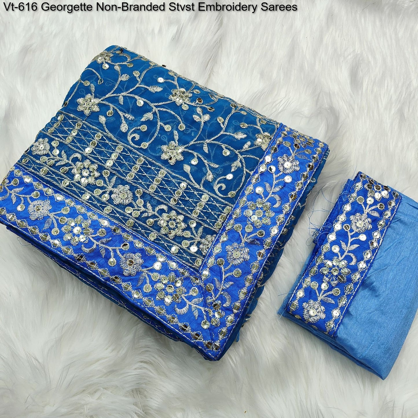 Vt-616 Georgette Non-Branded Stvst Embroidery Sarees