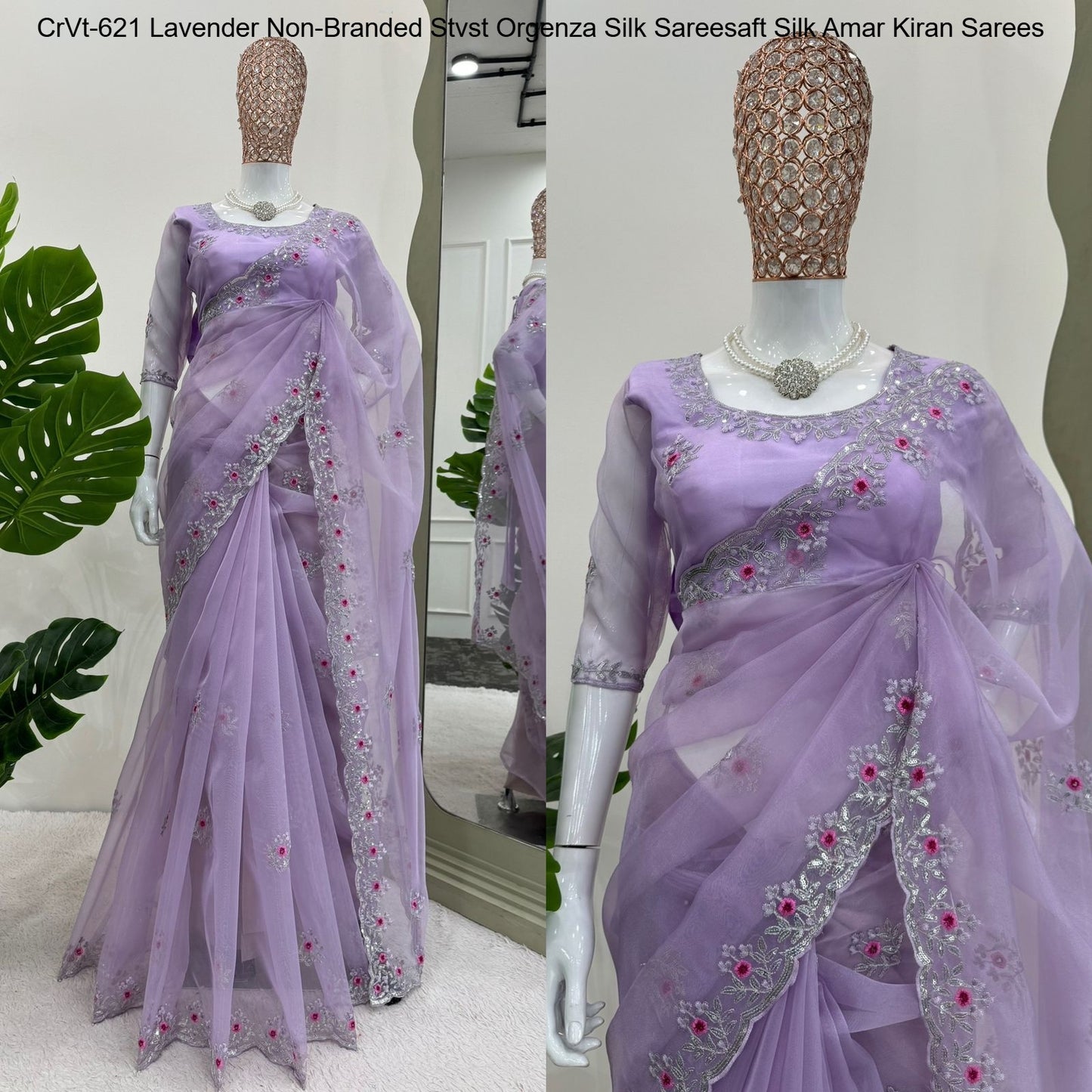 Vt-621 Lavender Non-Branded Stvst Orgenza Silk Sarees