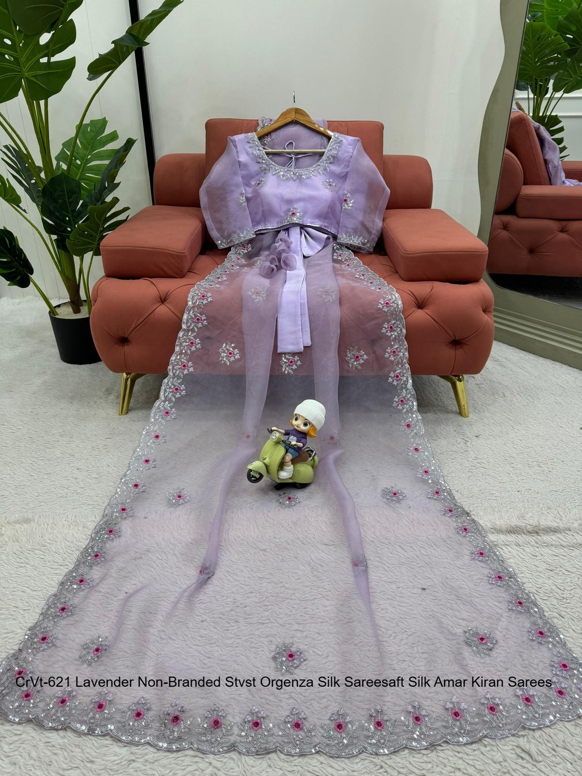 Vt-621 Lavender Non-Branded Stvst Orgenza Silk Sarees