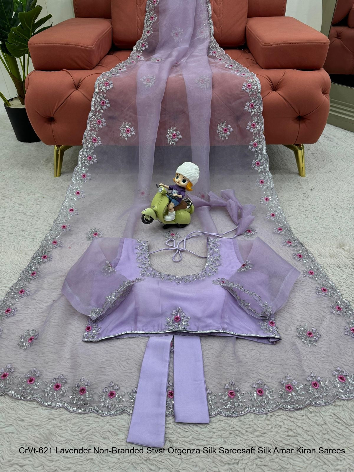 Vt-621 Lavender Non-Branded Stvst Orgenza Silk Sarees