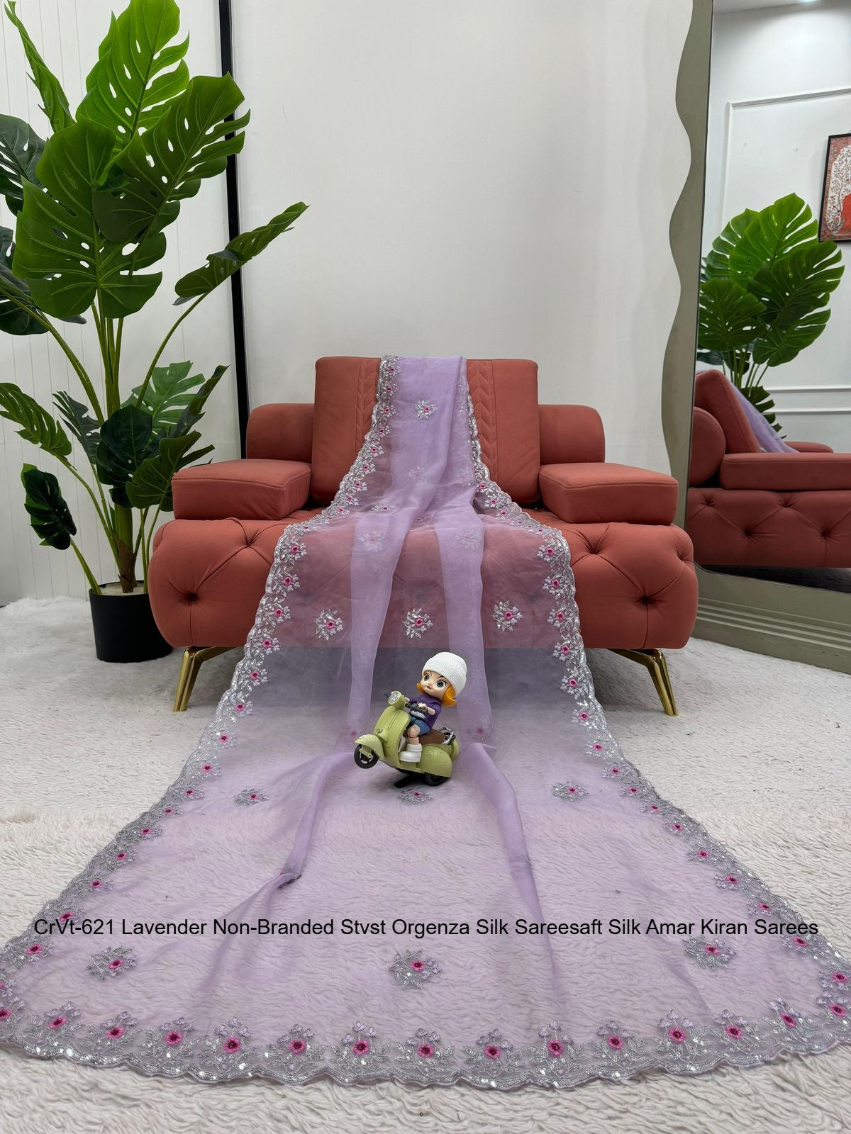Vt-621 Lavender Non-Branded Stvst Orgenza Silk Sarees