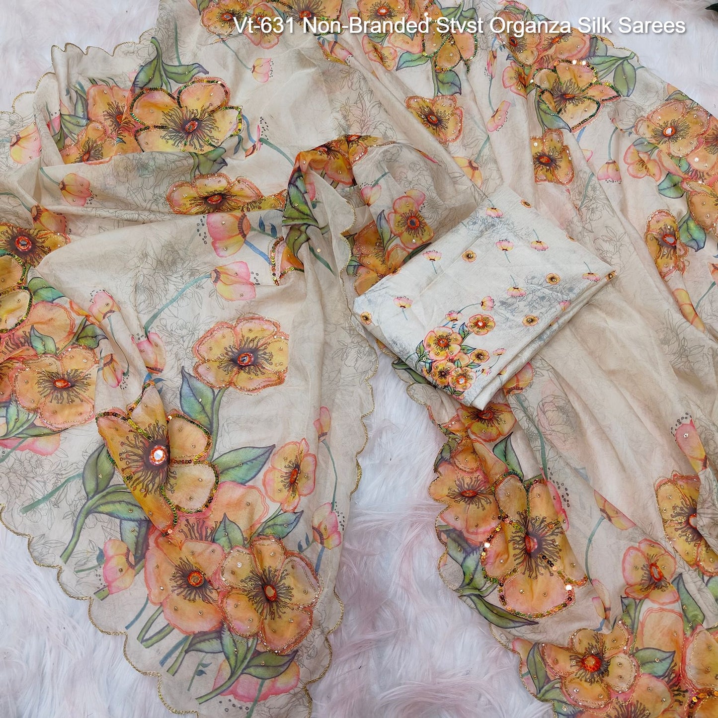 Vt-631 Non-Branded Stvst Organza Silk Sarees